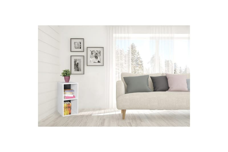 Stående hylla Wohnling melaminbelagd spånskiva med förvaringsutrymme, modern stil Vit, svart - Vit, svart - Förvaring - Småförvaring - Väggförvaring