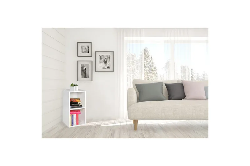 Stående hylla Wohnling melaminbelagd spånskiva med förvaringsutrymme, modern stil Vit - Vit - Förvaring - Småförvaring - Väggförvaring