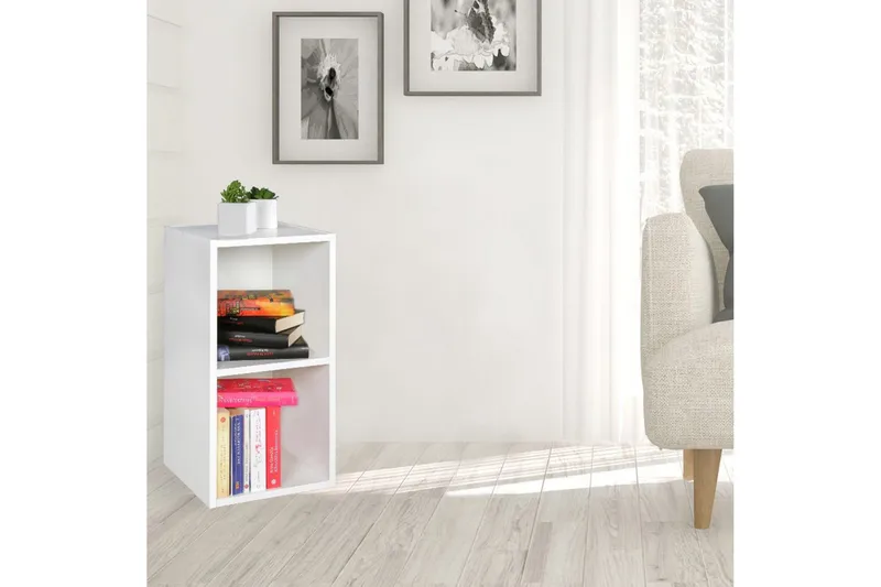 Stående hylla Wohnling melaminbelagd spånskiva med förvaringsutrymme, modern stil Vit - Vit - Förvaring - Småförvaring - Väggförvaring