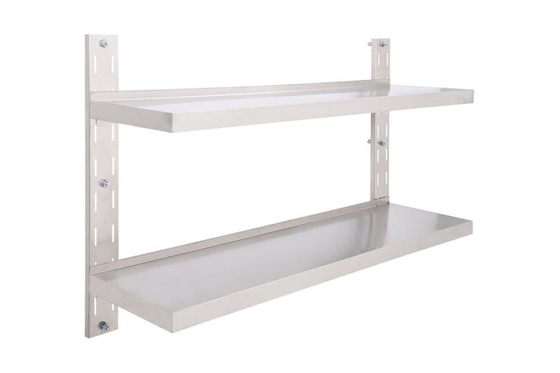 Svävande vägghylla 2 plan rostfritt stål 120x30 cm - Grå - Vägghylla - Väggförvaring
