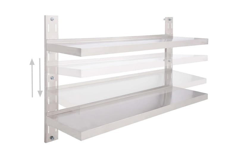 Svävande vägghylla 2 plan rostfritt stål 120x30 cm - Grå - Vägghylla - Väggförvaring