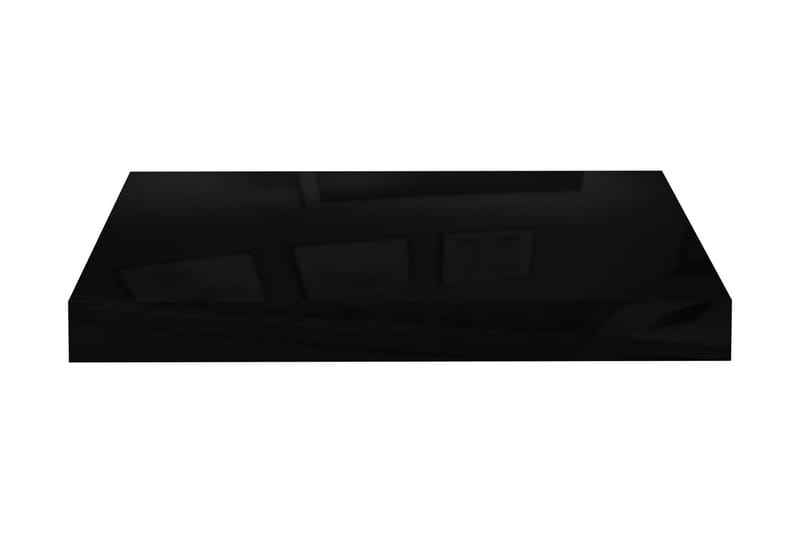 Svävande vägghylla svart högglans 40x23x3,8 cm MDF - Svart - Vägghylla - Väggförvaring