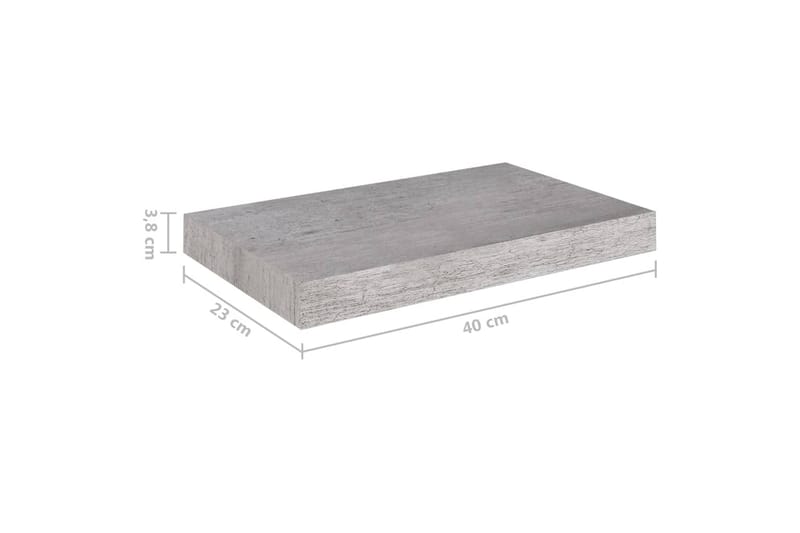 Svävande vägghyllor 2 st betonggrå 40x23x3,8 cm MDF - Betonggrå - Vägghylla - Väggförvaring