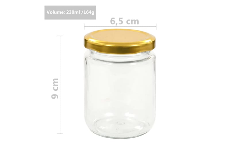 Syltburkar i glas med guldfärgade lock 48 st 230 ml - Guld - Småförvaring - Förvaringsburk - Burkar & flaskor