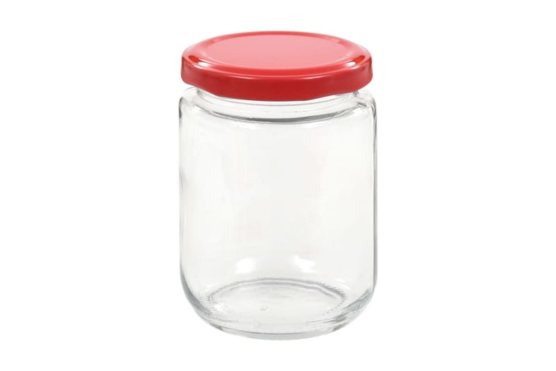 Syltburkar i glas med röda lock 96 st 230 ml - Röd - Småförvaring - Förvaringsburk - Burkar & flaskor