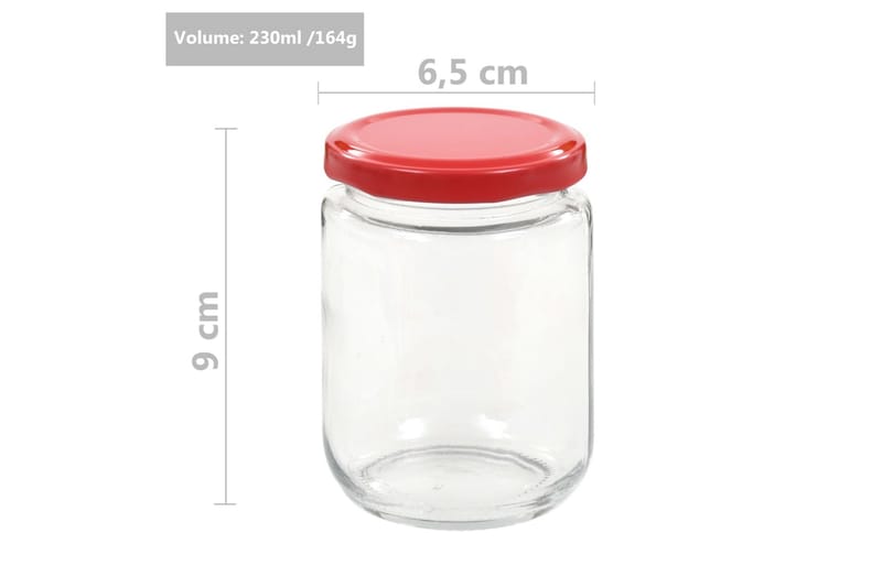 Syltburkar i glas med röda lock 96 st 230 ml - Röd - Småförvaring - Förvaringsburk - Burkar & flaskor