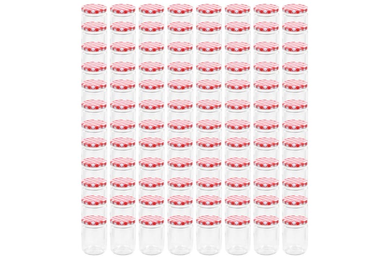Syltburkar i glas med vita och röda lock 96 st 230 ml - Röd - Småförvaring - Förvaringsburk - Burkar & flaskor