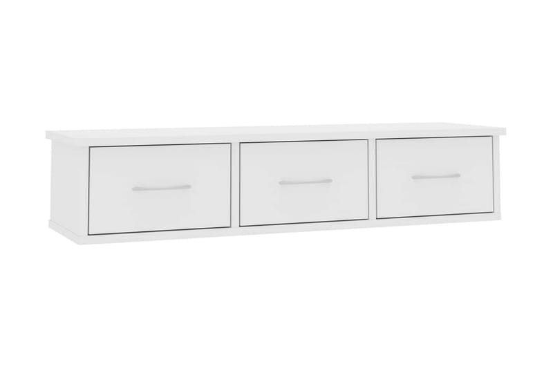 Väggmonterade lådor vit högglans 88x26x18,5 cm spånskiva - Vit högglans - Väggförvaring