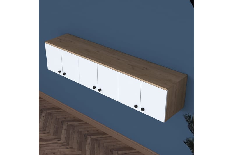 Jaibir Vägghylla 179,6x37,5 cm Brun/Vit - Hanah Home - Förvaring - Hylla - Vägghylla
