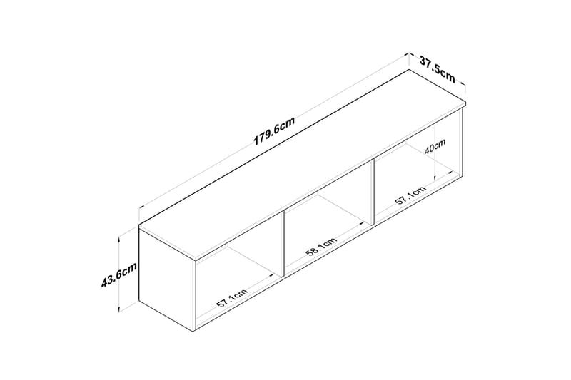 Vägghylla Jaibir 179,6x37,5 cm Vit - Hanah Home - Vägghylla - Väggförvaring