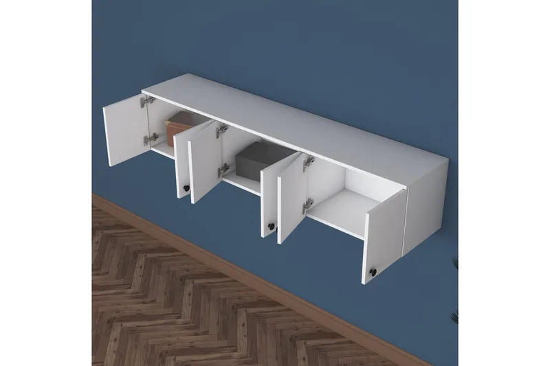 Jaibir Vägghylla 179,6x37,5 cm Vit - Hanah Home - Förvaring - Hylla - Vägghylla