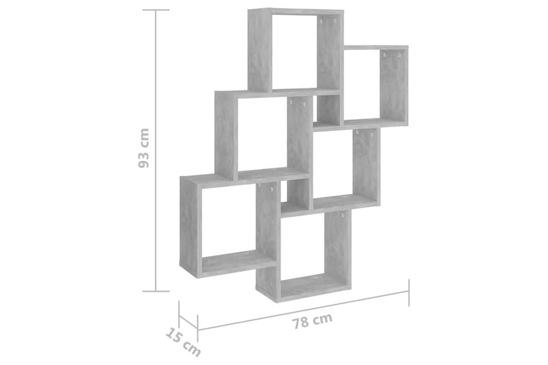 Vägghylla kubformad betonggrå 78x15x93 cm spånskiva - Grå - Vägghylla - Väggförvaring