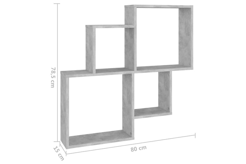 Vägghylla kubformad betonggrå 80x15x78,5 cm spånskiva - Betonggrå - Vägghylla - Väggförvaring