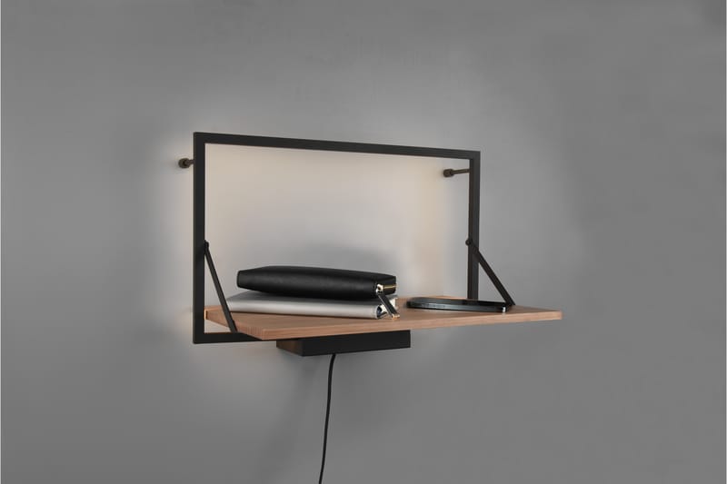 Vägghylla Leonie LED-belyst 50x30 cm Trä/Svart - Trä/Svart - Förvaring - Småförvaring - Väggförvaring