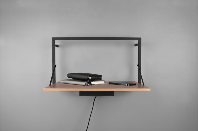 Vägghylla Leonie LED-belyst 50x30 cm Trä/Svart - Trä/Svart - Förvaring - Småförvaring - Väggförvaring