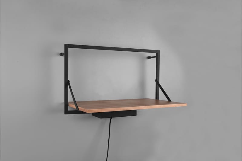 Vägghylla Leonie LED-belyst 50x30 cm Trä/Svart - Trä/Svart - Förvaring - Småförvaring - Väggförvaring