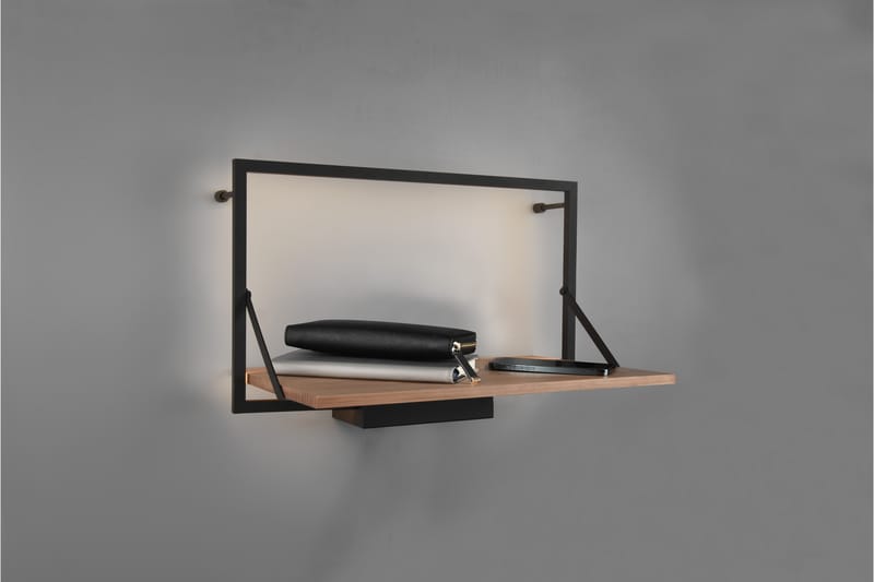 Vägghylla Leonie LED-belyst 50x30 cm Trä/Svart - Trä/Svart - Förvaring - Småförvaring - Väggförvaring