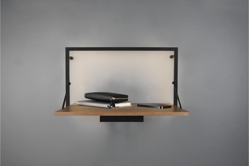 Vägghylla Leonie LED-belyst 50x30 cm Trä/Svart - Trä/Svart - Förvaring - Småförvaring - Väggförvaring