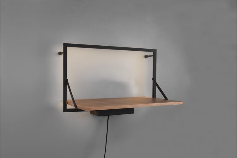 Vägghylla Leonie LED-belyst 50x30 cm Trä/Svart - Trä/Svart - Förvaring - Småförvaring - Väggförvaring