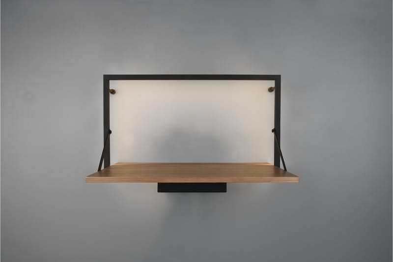 Vägghylla Leonie LED-belyst 50x30 cm Trä/Svart - Trä/Svart - Förvaring - Småförvaring - Väggförvaring