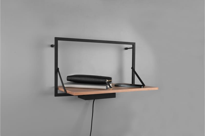 Vägghylla Leonie LED-belyst 50x30 cm Trä/Svart - Trä/Svart - Förvaring - Småförvaring - Väggförvaring