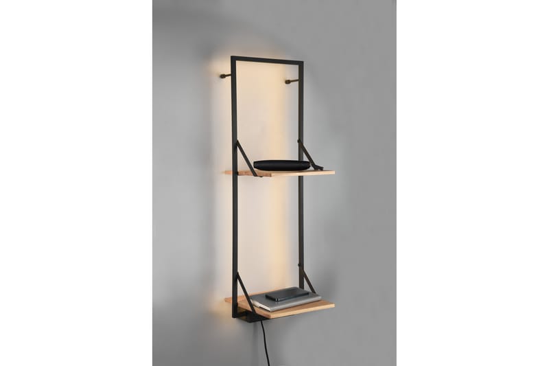 Vägghylla Leonie LED-belyst 72x27 cm Trä/Svart - Trä/Svart - Förvaring - Småförvaring - Väggförvaring