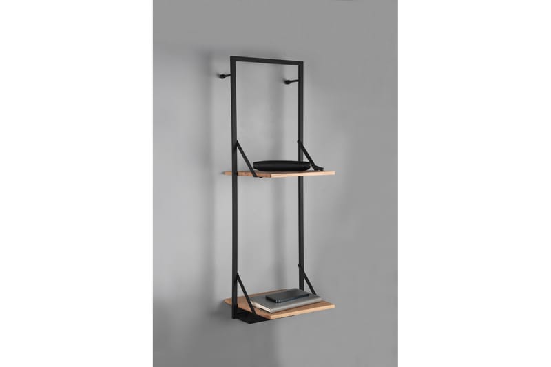 Vägghylla Leonie LED-belyst 72x27 cm Trä/Svart - Trä/Svart - Förvaring - Småförvaring - Väggförvaring