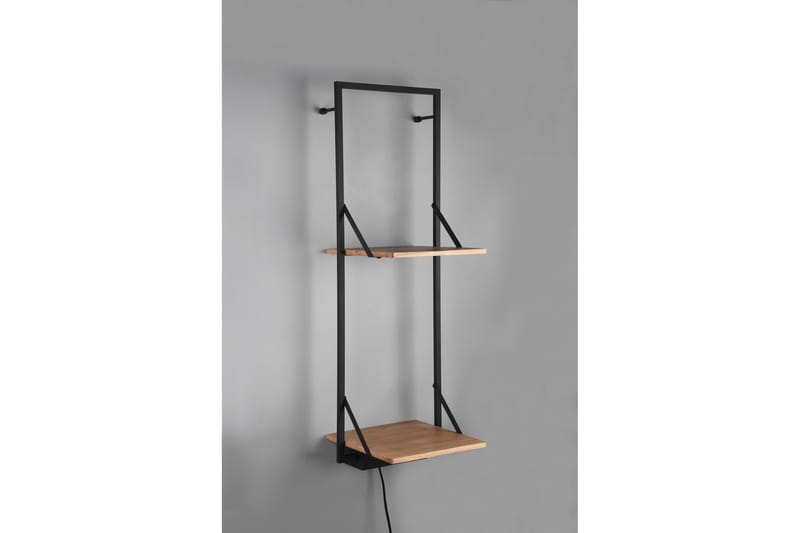 Vägghylla Leonie LED-belyst 72x27 cm Trä/Svart - Trä/Svart - Förvaring - Småförvaring - Väggförvaring