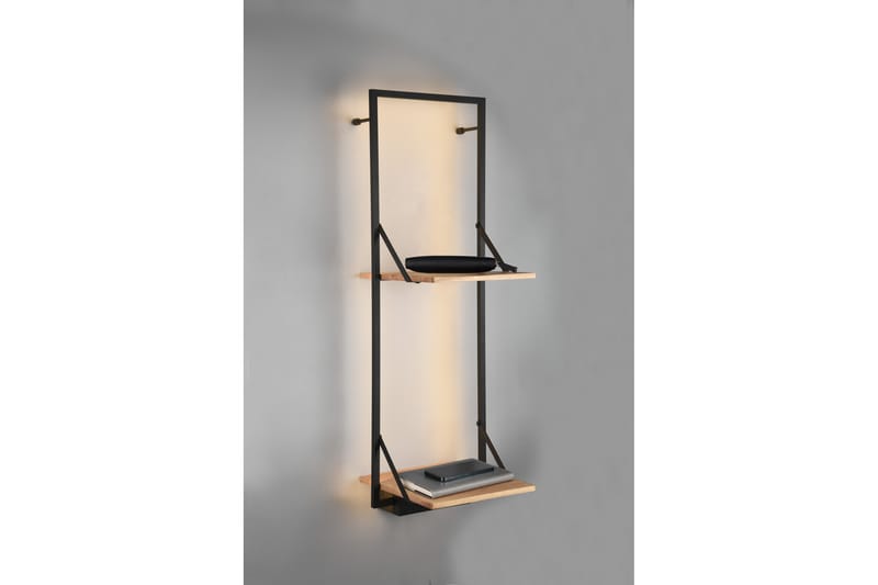 Vägghylla Leonie LED-belyst 72x27 cm Trä/Svart - Trä/Svart - Förvaring - Småförvaring - Väggförvaring