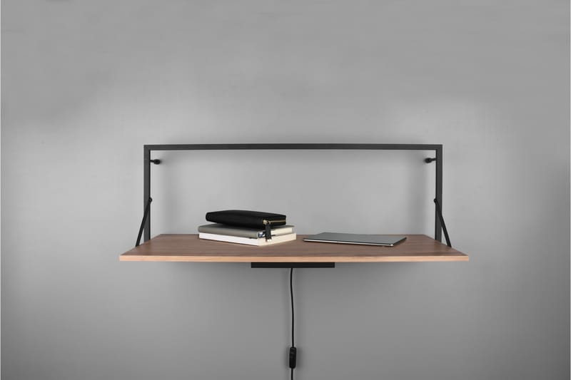 Vägghylla Leonie LED-belyst 90x30 cm Trä/Svart - Trä/Svart - Förvaring - Småförvaring - Väggförvaring