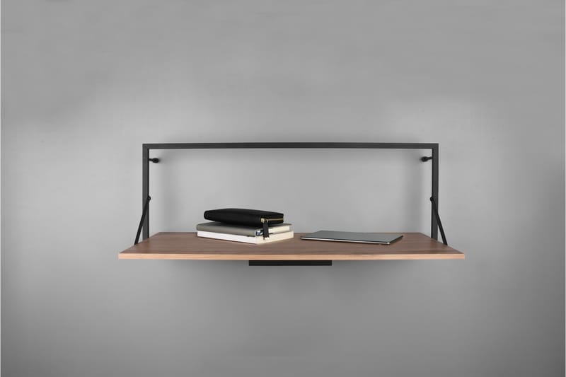 Vägghylla Leonie LED-belyst 90x30 cm Trä/Svart - Trä/Svart - Förvaring - Småförvaring - Väggförvaring