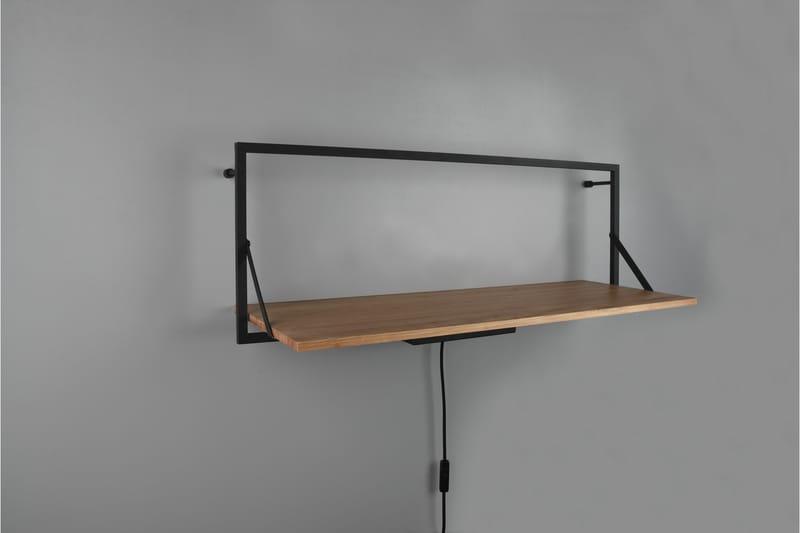 Vägghylla Leonie LED-belyst 90x30 cm Trä/Svart - Trä/Svart - Förvaring - Småförvaring - Väggförvaring
