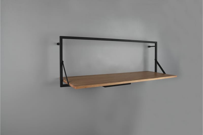 Vägghylla Leonie LED-belyst 90x30 cm Trä/Svart - Trä/Svart - Förvaring - Småförvaring - Väggförvaring