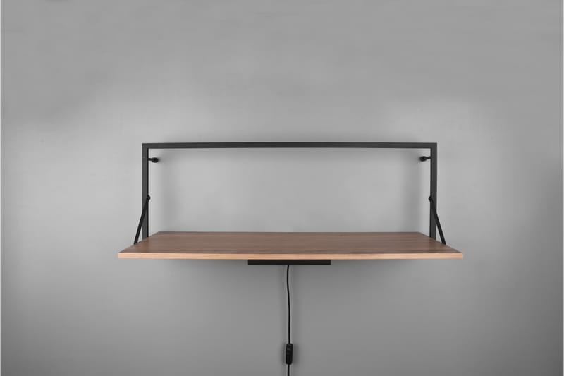Vägghylla Leonie LED-belyst 90x30 cm Trä/Svart - Trä/Svart - Förvaring - Småförvaring - Väggförvaring