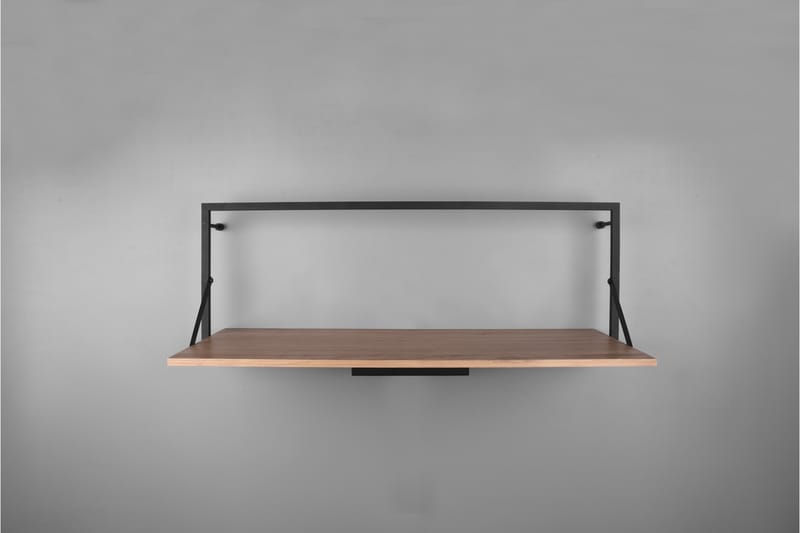 Vägghylla Leonie LED-belyst 90x30 cm Trä/Svart - Trä/Svart - Förvaring - Småförvaring - Väggförvaring