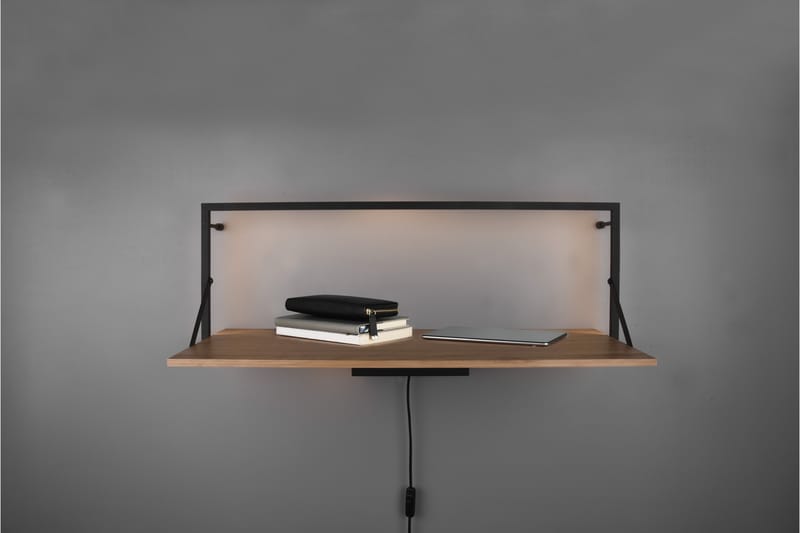 Vägghylla Leonie LED-belyst 90x30 cm Trä/Svart - Trä/Svart - Förvaring - Småförvaring - Väggförvaring