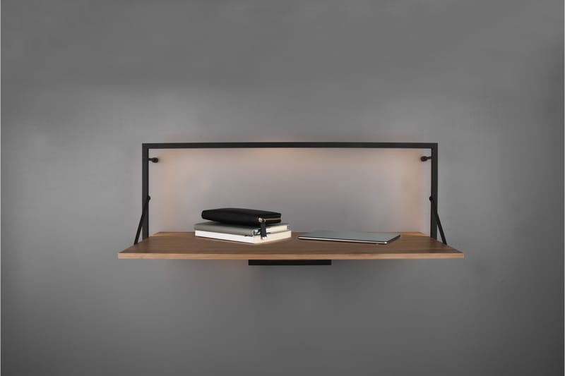 Vägghylla Leonie LED-belyst 90x30 cm Trä/Svart - Trä/Svart - Förvaring - Småförvaring - Väggförvaring