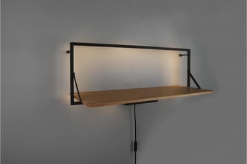 Vägghylla Leonie LED-belyst 90x30 cm Trä/Svart - Trä/Svart - Förvaring - Småförvaring - Väggförvaring