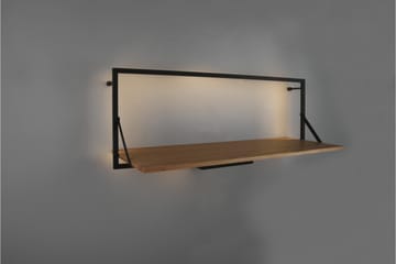 Vägghylla Leonie LED-belyst 90x30 cm Trä/Svart - Trä/Svart - Förvaring - Småförvaring - Väggförvaring