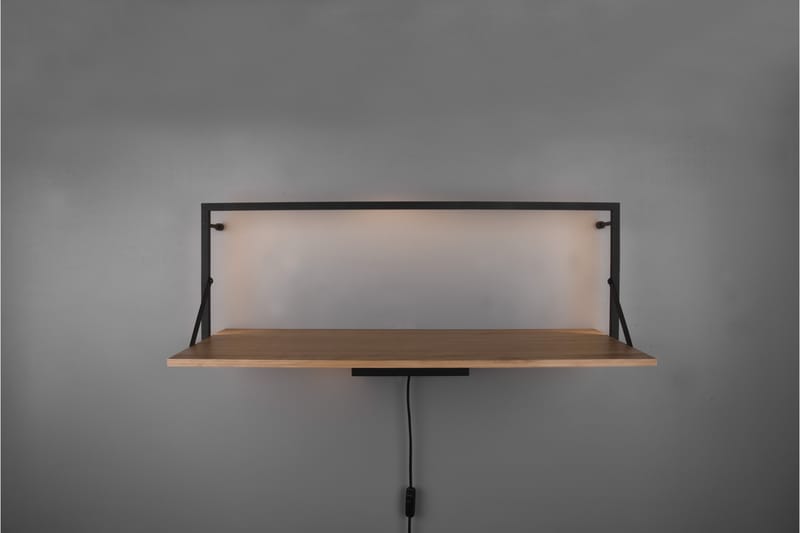 Vägghylla Leonie LED-belyst 90x30 cm Trä/Svart - Trä/Svart - Förvaring - Småförvaring - Väggförvaring