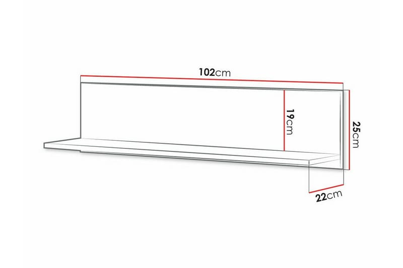 Vägghylla Rathmore 102x22 cm - Vit - Vägghylla - Väggförvaring