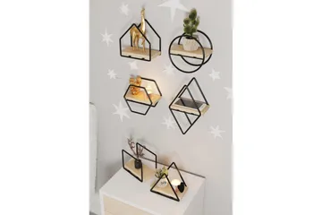 Vägghylla Sorab Rany / Svart - Guld/Svart - Förvaring - Hylla