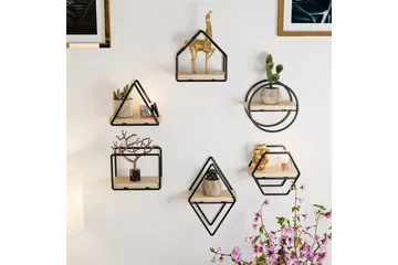 Vägghylla Sorab Rany / Svart - Guld/Svart - Förvaring - Hylla