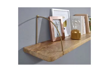 Vägghylla Wohnling massivt trä, metallhänghylla, industriell loftstil 120 cm - 120 cm - Förvaring - Småförvaring - Väggförvaring