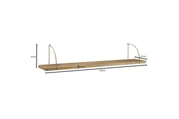 Vägghylla Wohnling massivt trä, metallhänghylla, industriell loftstil 120 cm - 120 cm - Förvaring - Småförvaring - Väggförvaring