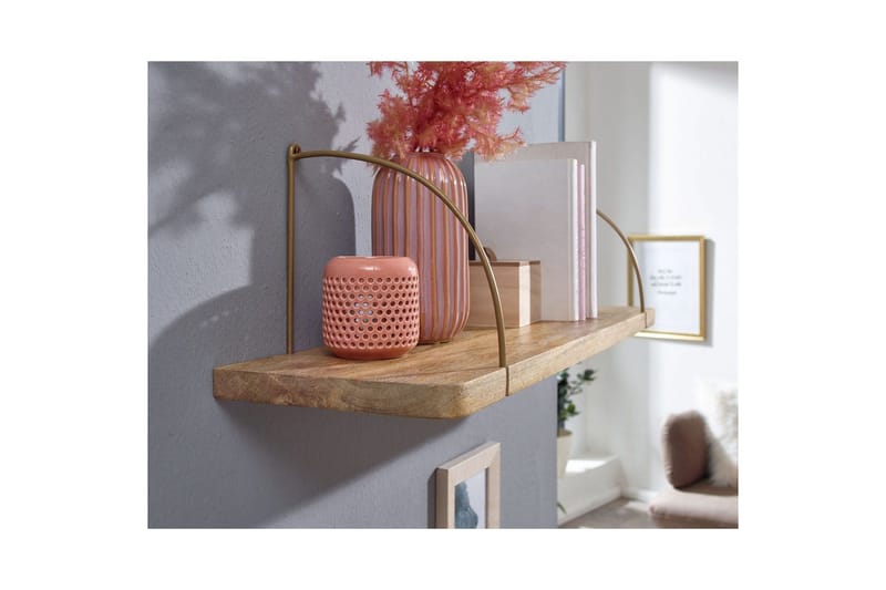 Vägghylla Wohnling massivt trä, metallhänghylla, industriell loftstil 60 cm - 60 cm - Förvaring - Småförvaring - Väggförvaring