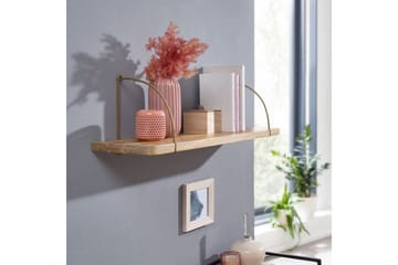 Vägghylla Wohnling massivt trä, metallhänghylla, industriell loftstil 60 cm - 60 cm - Förvaring - Småförvaring - Väggförvaring