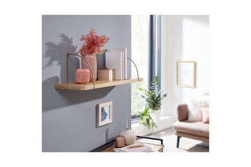 Vägghylla Wohnling massivt trä, metallhänghylla, industriell loftstil 60 cm - 60 cm - Förvaring - Småförvaring - Väggförvaring