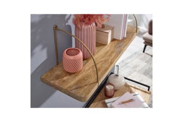 Vägghylla Wohnling massivt trä, metallhänghylla, industriell loftstil 60 cm - 60 cm - Förvaring - Småförvaring - Väggförvaring
