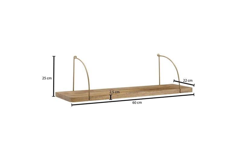 Vägghylla Wohnling massivt trä, metallhänghylla, industriell loftstil 60 cm - 60 cm - Förvaring - Småförvaring - Väggförvaring